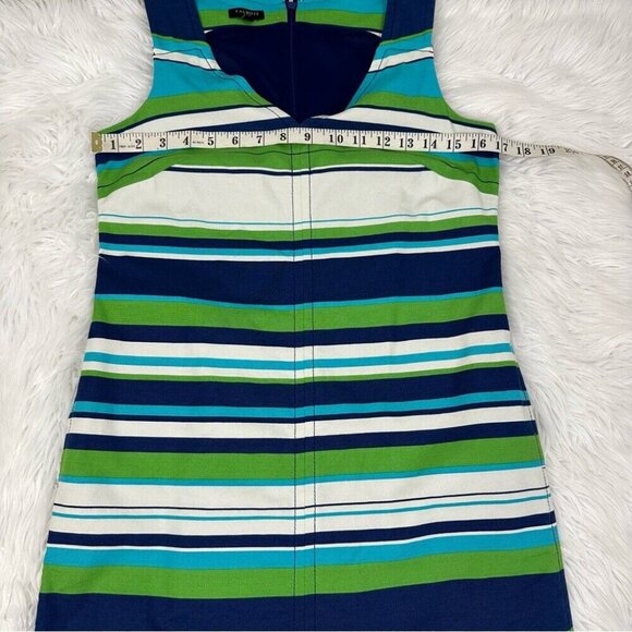 Talbots Women’s Blue Green Striped‎ Sleeveless Resortwear Sheath Dress 4P/C32 - Picture 8 of 10